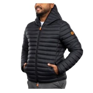 Save the Duck Donald Hooded Puffer Jacket Navy Blue Mens Size XXL Vegan Down